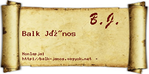 Balk János névjegykártya